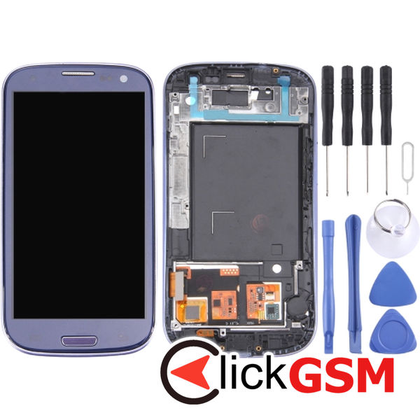 Piesa Piesa Display Cu Touchscreen Si Rama Pebble Blue Samsung Galaxy S3 4pb5