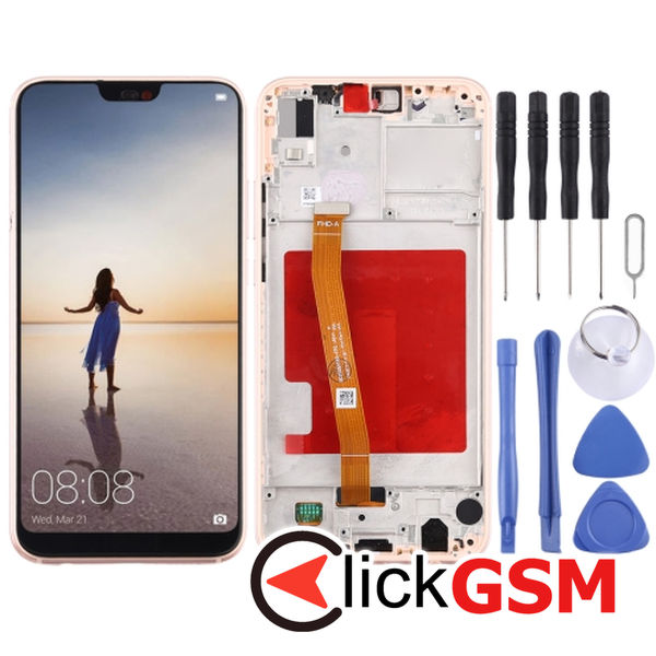 Piesa Piesa Display Cu Touchscreen Si Rama Pink Huawei P20 Lite 4nf3