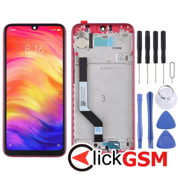 Piesa Display Cu Touchscreen Si Rama Red Xiaomi Redmi Note 7 25ii