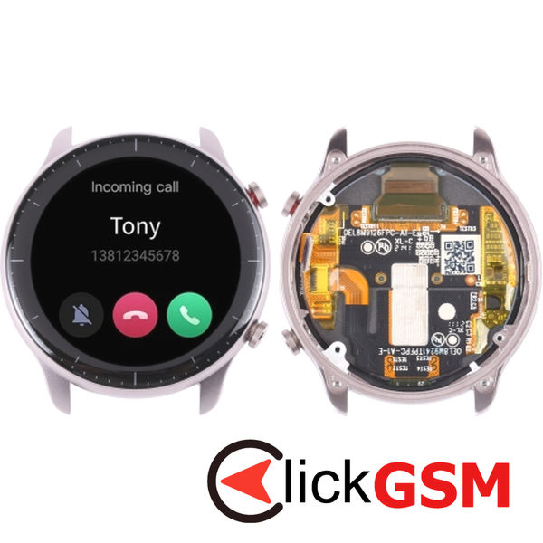 Piesa Display Cu Touchscreen Si Rama Silver Amazfit Gtr 2 2tfu