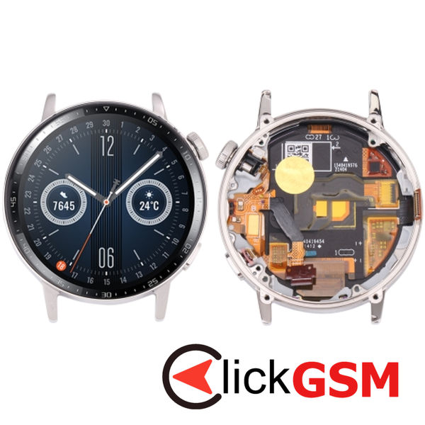 Piesa Display Cu Touchscreen Si Rama Silver Huawei Watch 4nge