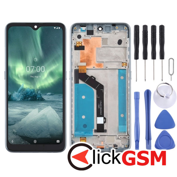 Piesa Display Cu Touchscreen Si Rama Silver Nokia 6.2 49lz