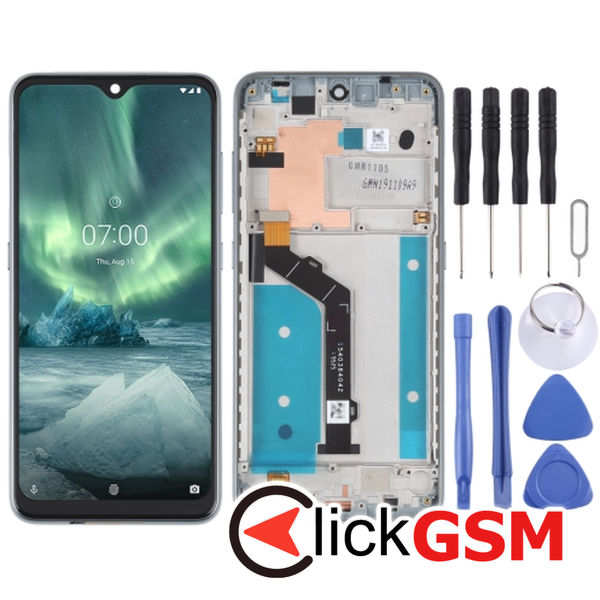 Piesa Piesa Display Cu Touchscreen Si Rama Silver Nokia 7.2 49r7