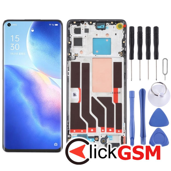 Piesa Display Cu Touchscreen Si Rama Silver Oppo Reno5 Pro 5g 1xp6