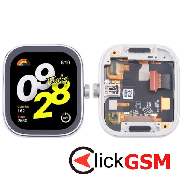 Piesa Display Cu Touchscreen Si Rama Silver Xiaomi Watch 4 2gq