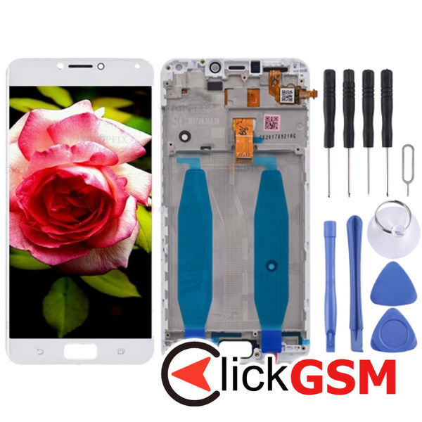 Piesa Display Cu Touchscreen Si Rama White Asus Zenfone 4 Max 259z