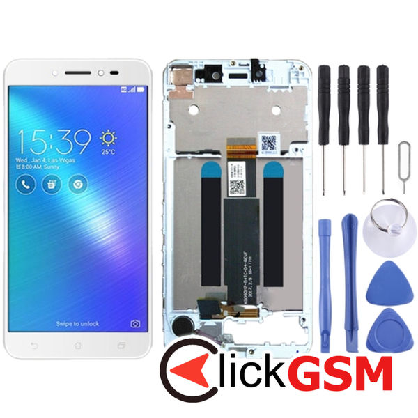 Piesa Display Cu Touchscreen Si Rama White Asus Zenfone Live 259b