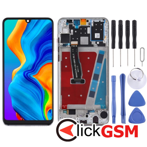 Piesa Piesa Display Cu Touchscreen Si Rama White Huawei P30 Lite 23t5