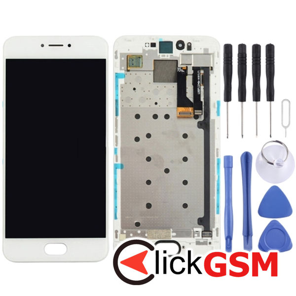 Piesa Display Cu Touchscreen Si Rama White Meizu Pro 6 24s3