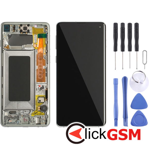 Piesa Display Cu Touchscreen Si Rama White Samsung Galaxy S10 4enk