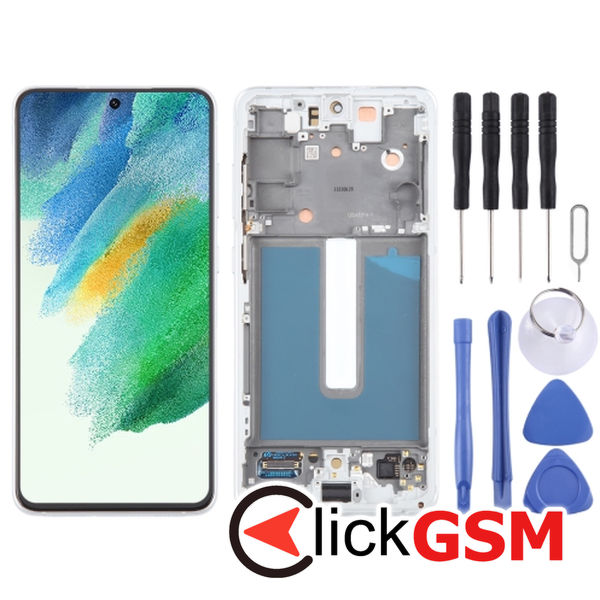 Piesa Display Cu Touchscreen Si Rama White Samsung Galaxy S21 Fe 4od8