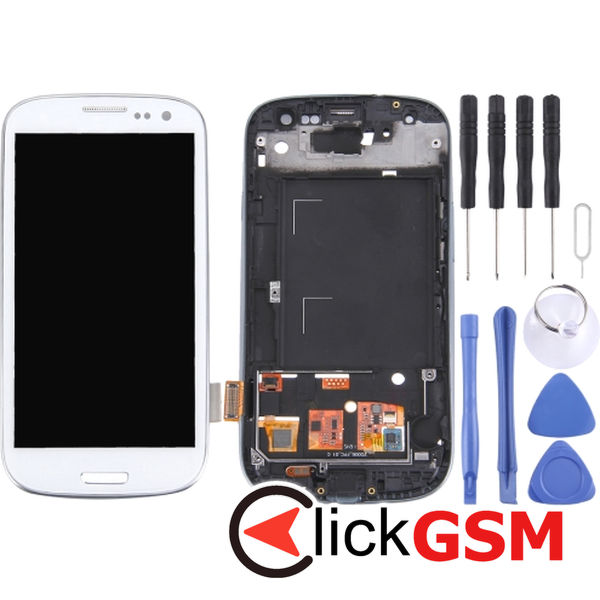 Piesa Display Cu Touchscreen Si Rama White Samsung Galaxy S3 4pb6