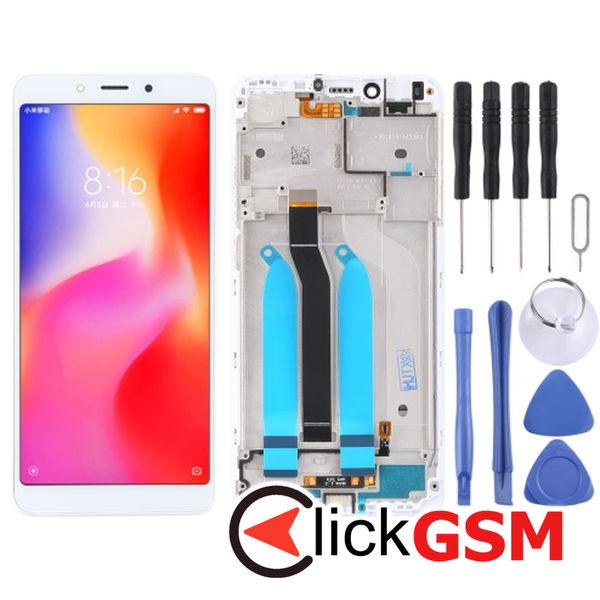 Piesa Piesa Display Cu Touchscreen Si Rama White Xiaomi Redmi 6a 25ja