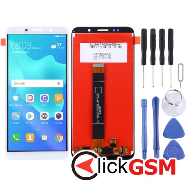 Piesa Piesa Display Cu Touchscreen White Huawei Y5 Prime 2018 2bai