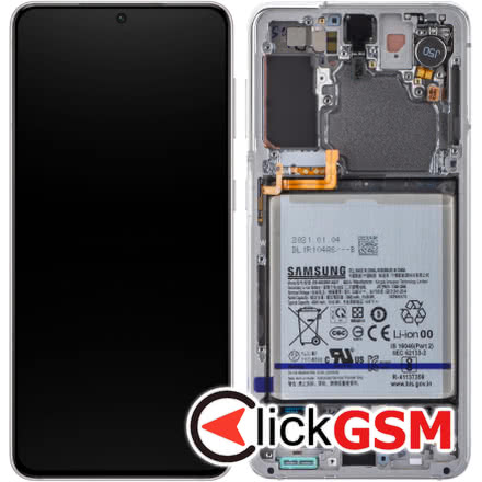 Display - Touchscreen Samsung Galaxy S21 5G, Cu Rama, Acumulator si Piese, Alb GH82-24716C 