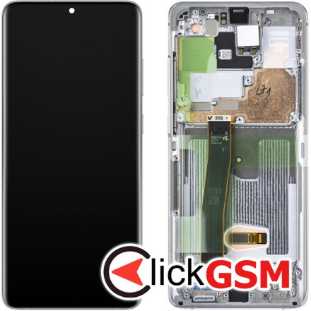 Display Original cu TouchScreen, Rama Alb Samsung Galaxy S20 Ultra 5G 1des