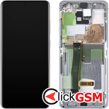 Display Original cu TouchScreen, Rama Alb Samsung Galaxy S20 Ultra 5G cas