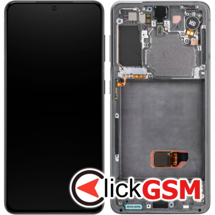 Display - Touchscreen Samsung Galaxy S21 5G, Cu Rama, si piese, Gri GH82-24544A 