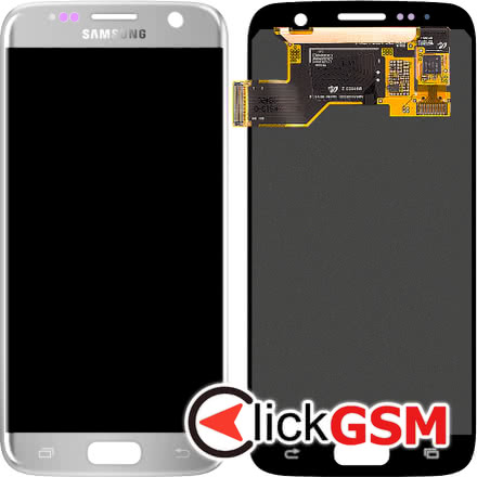 Display Original cu Touchscreen, Rama Argintiu Samsung Galaxy S7 fu9