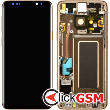 Display - Touchscreen Samsung Galaxy S9 G960, Cu Rama, Auriu, Service Pack GH97-21696E