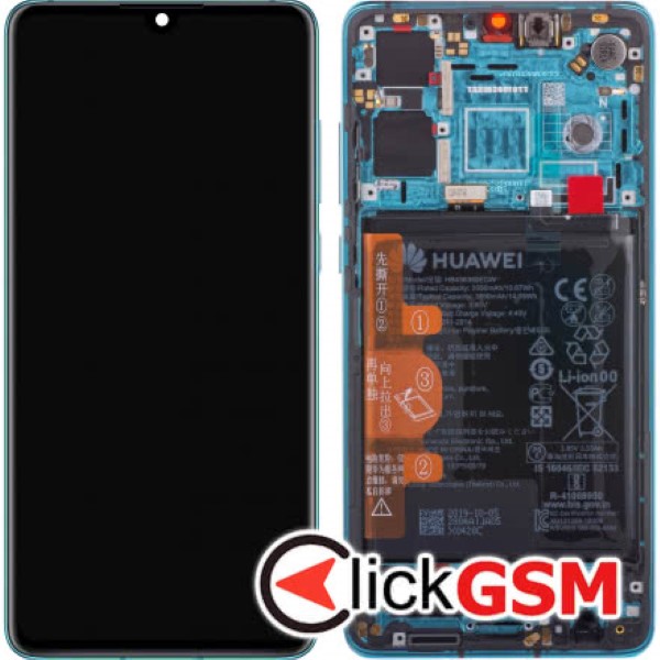 Piesa Display Original Cu Touchscreen Rama Si Baterie Alb Huawei P30 4fh4