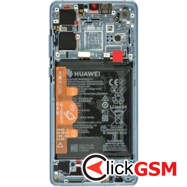 Piesa Display Original Cu Touchscreen Rama Si Baterie Albastru Deschis Huawei P30 41d9