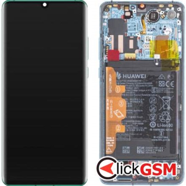 Piesa Piesa Display Original Cu Touchscreen Rama Si Baterie Albastru Huawei P30 Pro 31ym