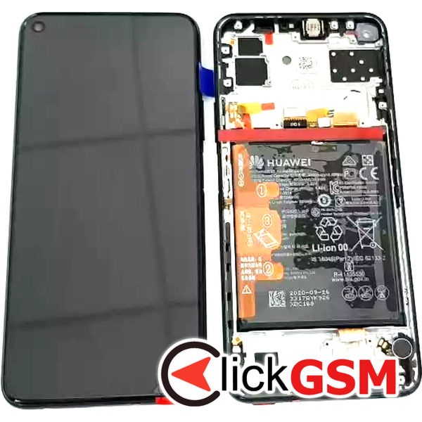 Piesa Display Original Cu Touchscreen Rama Si Baterie Negru Huawei P40 Lite 5g Bo1