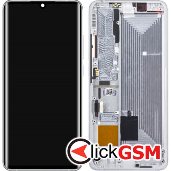 Piesa Display Original Cu Touchscreen Si Rama Alb Xiaomi Mi Note 10 13bv