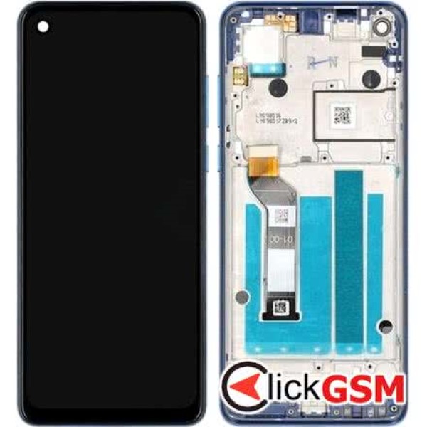 Piesa Display Original Cu Touchscreen Si Rama Albastru Motorola One Vision 2g3t