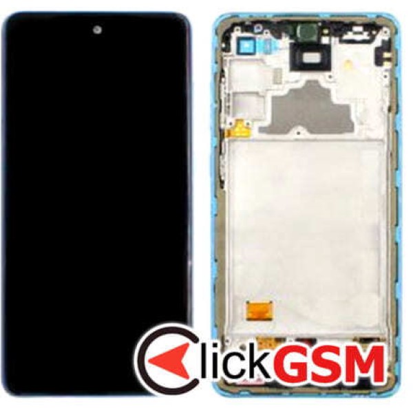 Piesa Display Original Cu Touchscreen Si Rama Albastru Samsung Galaxy A72 S0f