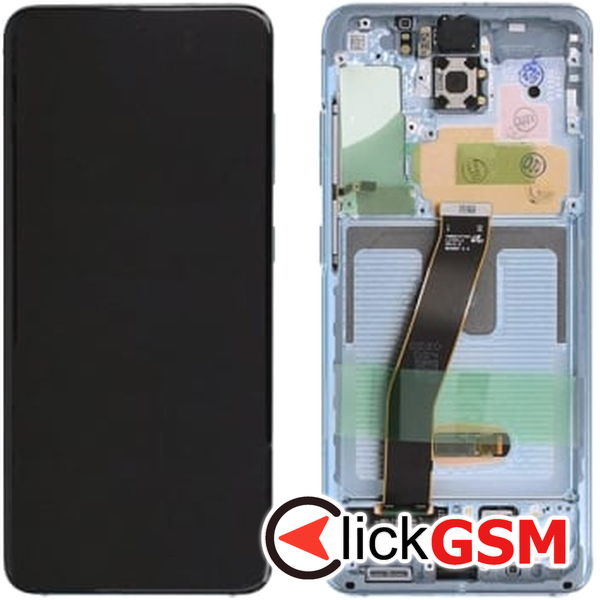 Piesa Piesa Display Original Cu Touchscreen Si Rama Albastru Samsung Galaxy S20 2dot