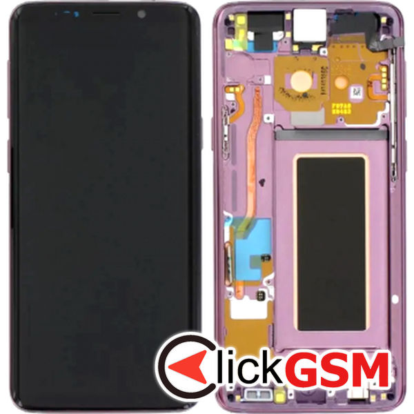 Piesa Piesa Display Original Cu Touchscreen Si Rama Argintiu Samsung Galaxy S9 2fgi