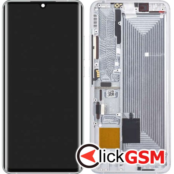 Piesa Display Original Cu Touchscreen Si Rama Argintiu Xiaomi Mi Note 10 2dmp