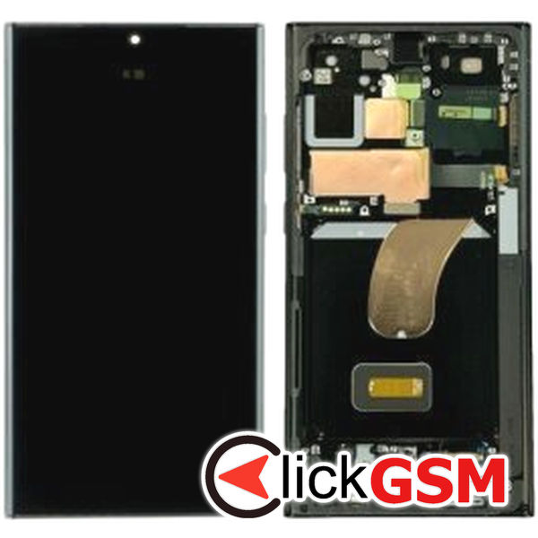 Piesa Display Original Cu Touchscreen Si Rama Gri Inchis Samsung Galaxy S23 Ultra O88