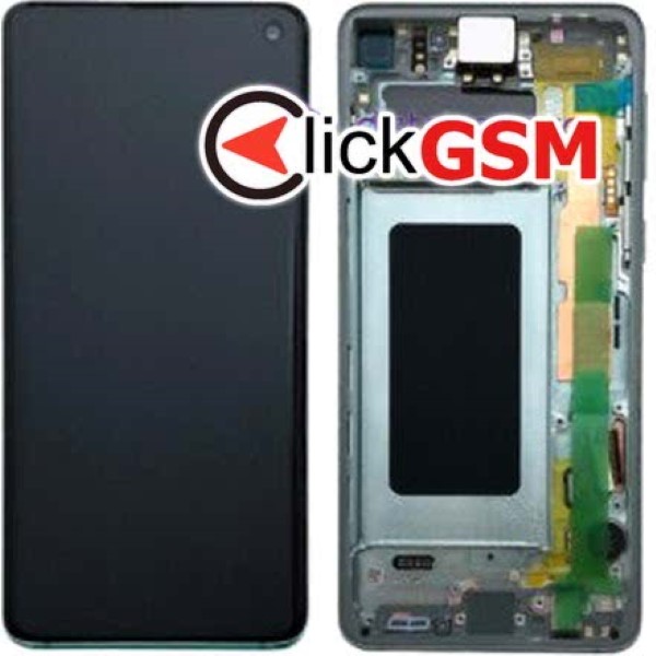 Piesa Piesa Display Original Cu Touchscreen Si Rama Verde Samsung Galaxy S10 1jls