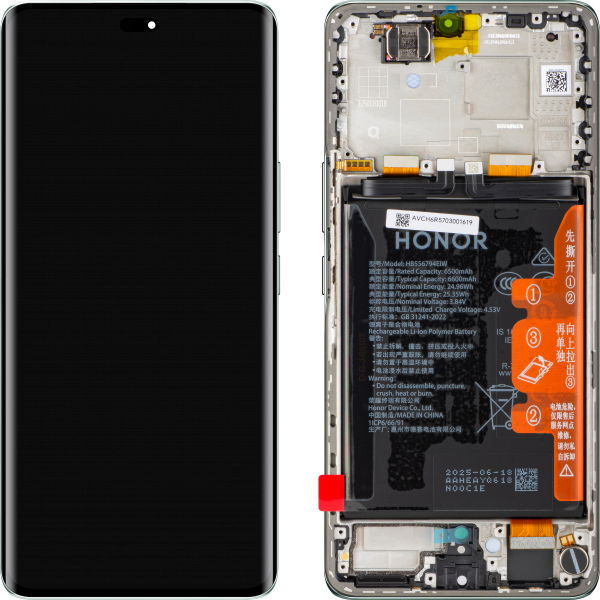 Honor Magic7 Lite · Display cu Touchscreen Honor Magic7 Lite, cu Rama si Acumulator, Turcoaz (Jade Cyan), Service Pack 0235AMQQ