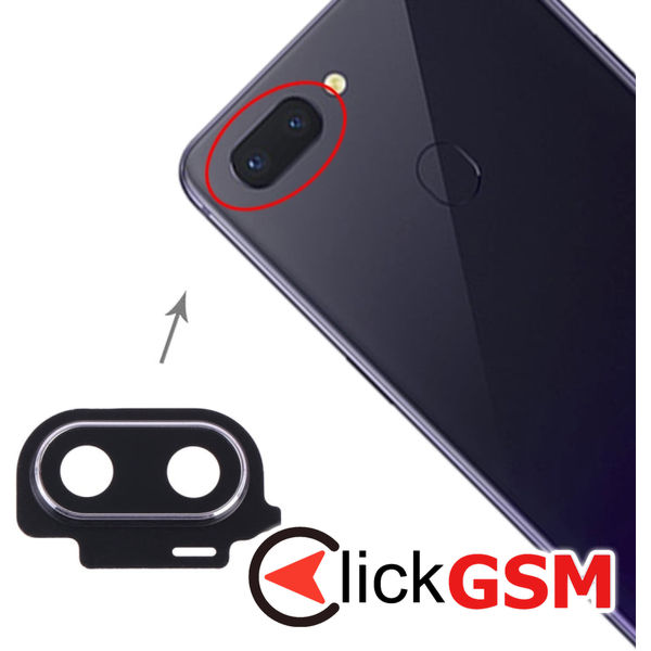 Piesa Geam Camera Cu Ornament Argintiu Oppo R15 1x6y