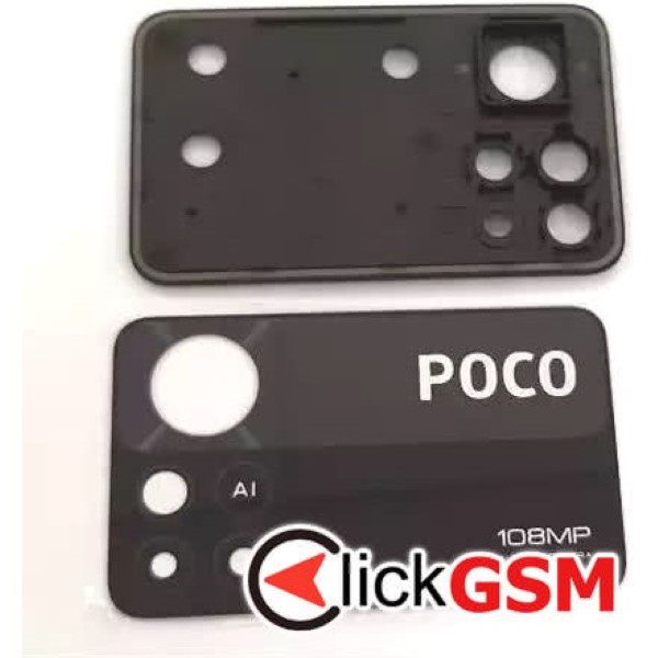 Piesa Geam Camera Cu Ornament Negru Xiaomi Poco X4 Pro 5g 3blp