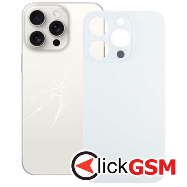 Piesa Piesa Geam Spate White Apple Iphone 15 Pro 2efh