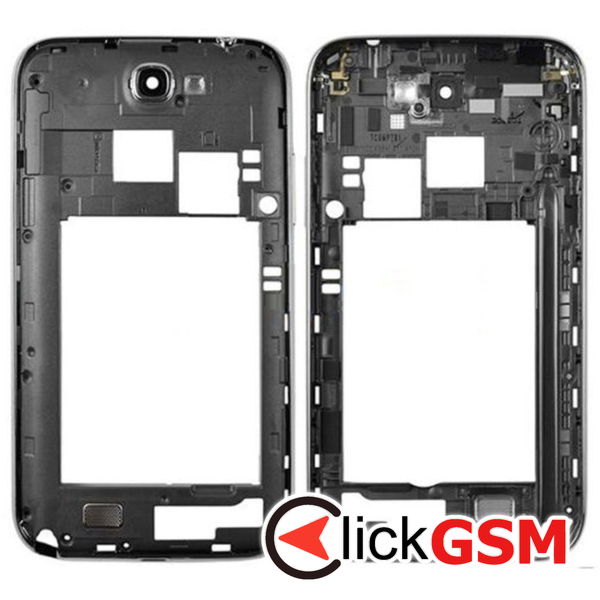 Piesa Mijloc Cu Capac Spate Negru Samsung Galaxy Note 2 4e3d