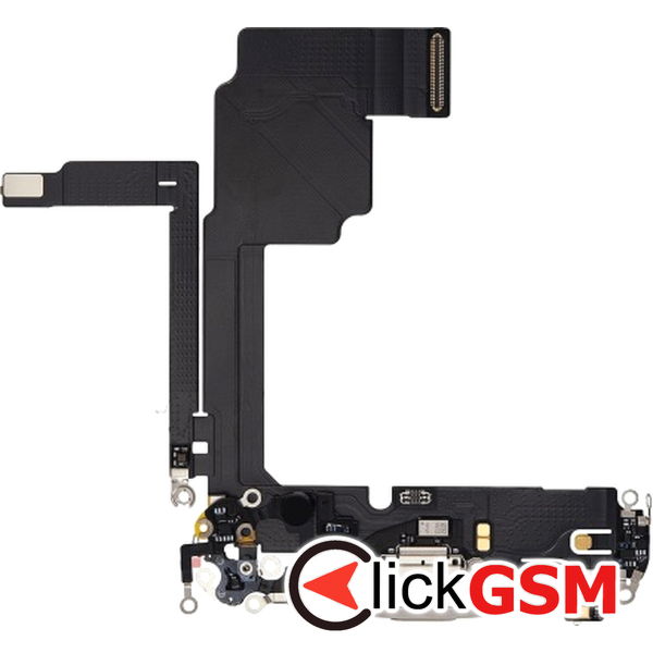 Piesa Modul Incarcare Cu Microfon Si Mufa Incarcare Alb Mat Apple Iphone 15 Pro 308