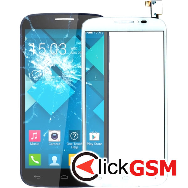 Piesa Sticla Cu Touchscreen Alb Alcatel Onetouch Pop C7 24h5