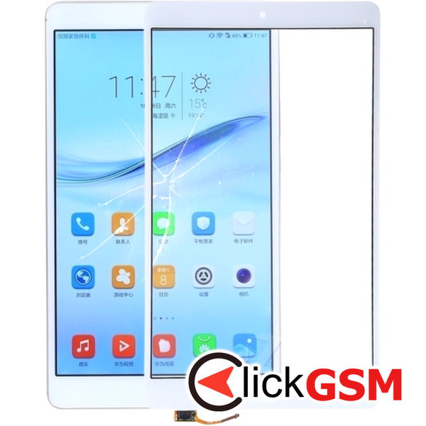 Piesa Sticla Cu Touchscreen Alb Huawei Mediapad M3 3d3