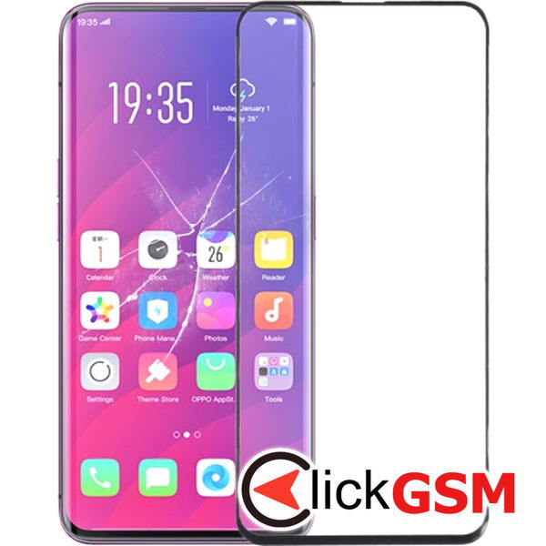 Piesa Sticla Negru Oppo Find X 1xnu