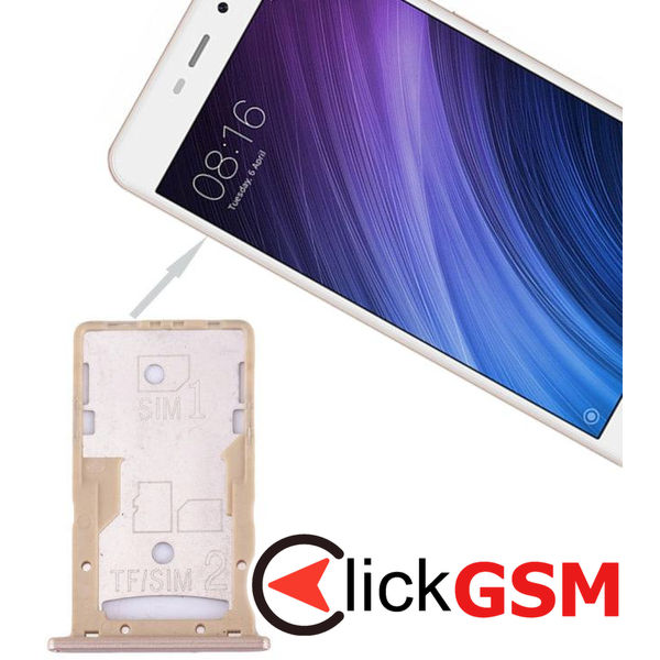 Piesa Suport Sim Cu Suport Card Auriu Xiaomi Redmi 4a 1z4y