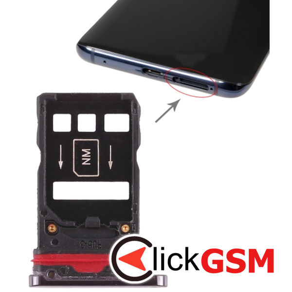 Piesa Suport Sim Cu Suport Card Black Huawei Mate 20 Pro 2dv5