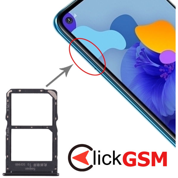 Piesa Suport Sim Cu Suport Card Black Huawei Mate 30 Lite 2bcm