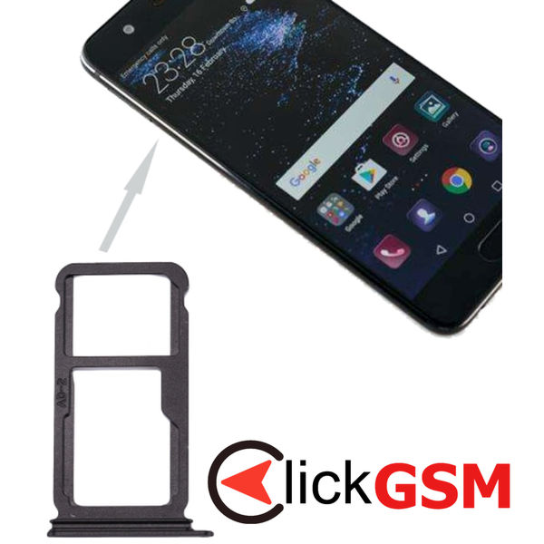 Piesa Piesa Suport Sim Cu Suport Card Black Huawei P10 Plus 2aou