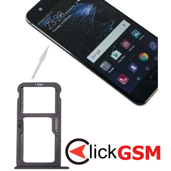 Piesa Piesa Suport Sim Cu Suport Card Black Huawei P10 Plus 2bju